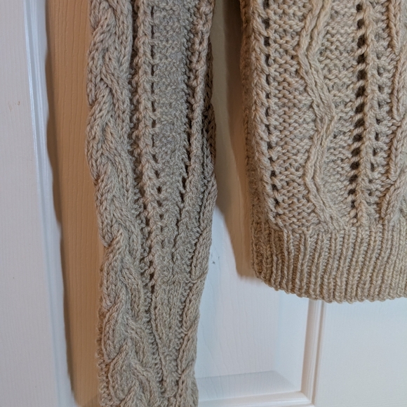 Vintage Liz Claiborne Cable Knit Tan Sweater - Picture 4 of 8
